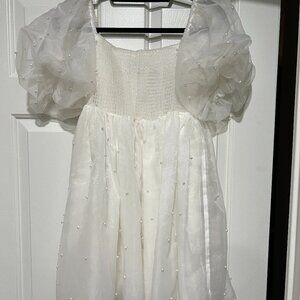 Asos white puff sleeve dress